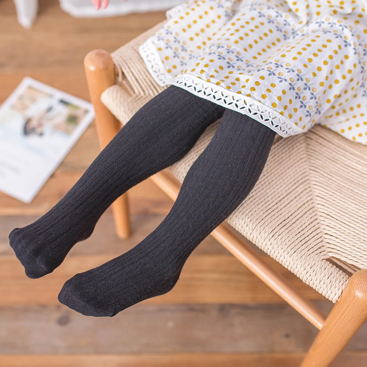 Baby / Toddler Girl Casual Solid Knitted Warm Pantyhose Black