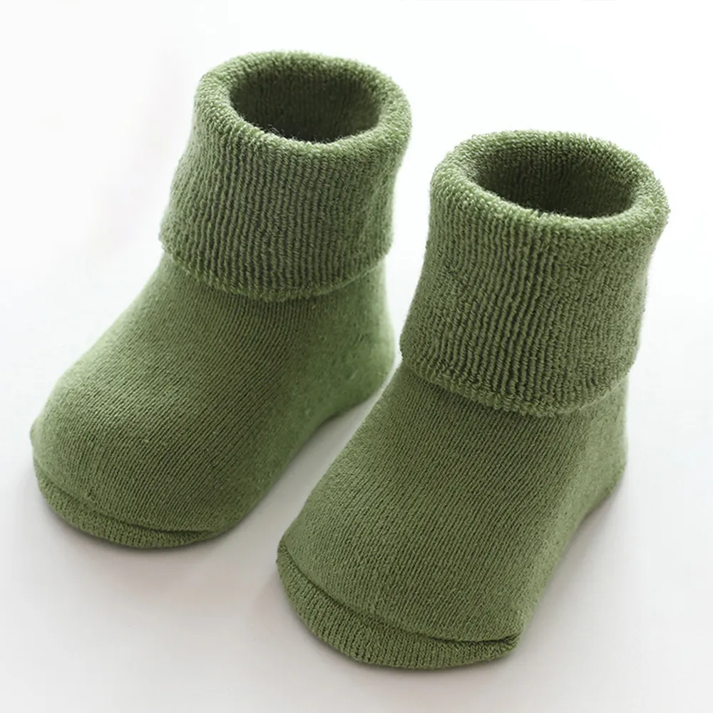 طفل / طفل الشتاء جوارب الصلبة أخضر big image 1