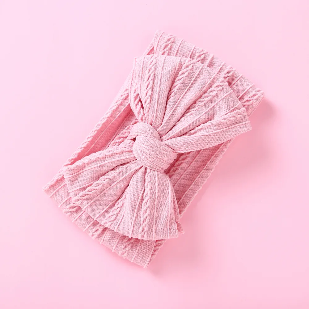 Solid Bowknot Hairbands for Girls Pink big image 1