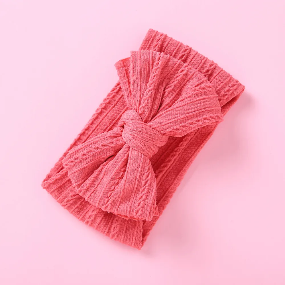 Solid Bowknot Hairbands for Girls Light Red