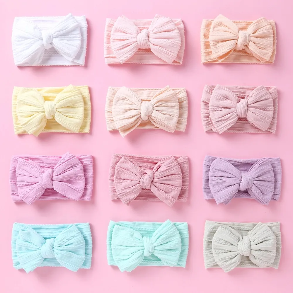 Solid Bowknot Hairbands for Girls Pink big image 1