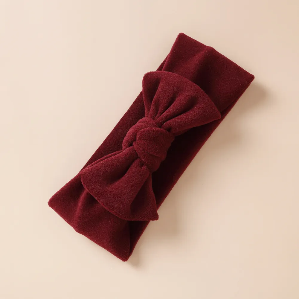 Solid Bowknot Headband for Girl Burgundy