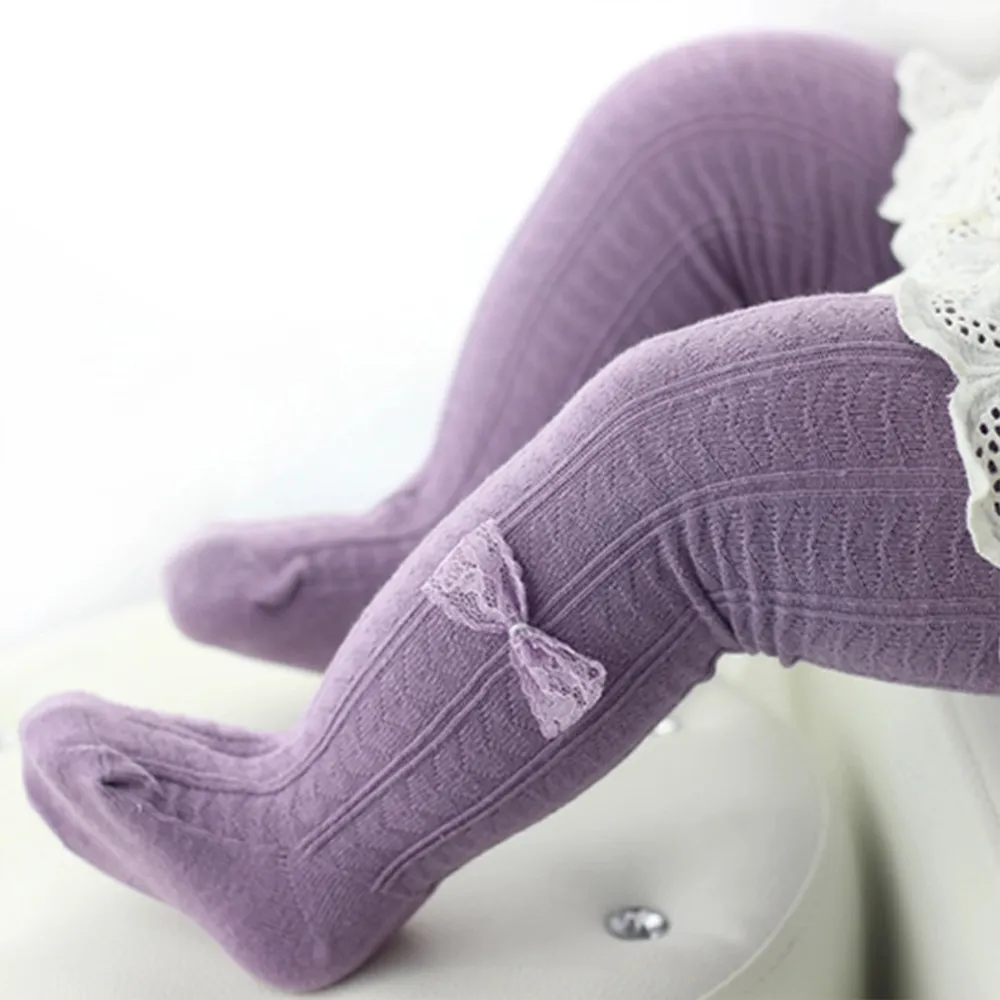 Baby / Toddler Comfy Bow Decor Tights for Girls Lavender big image 1