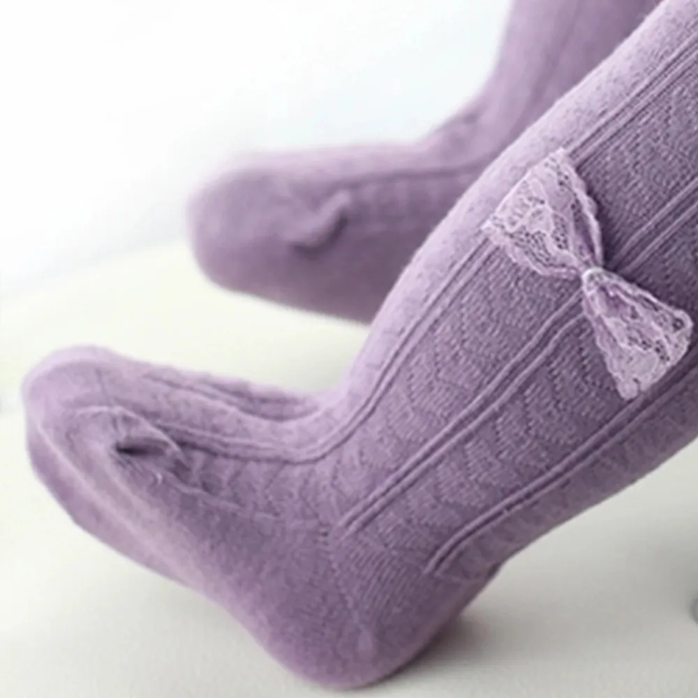 Baby / Toddler Comfy Bow Decor Tights for Girls Lavender image 2