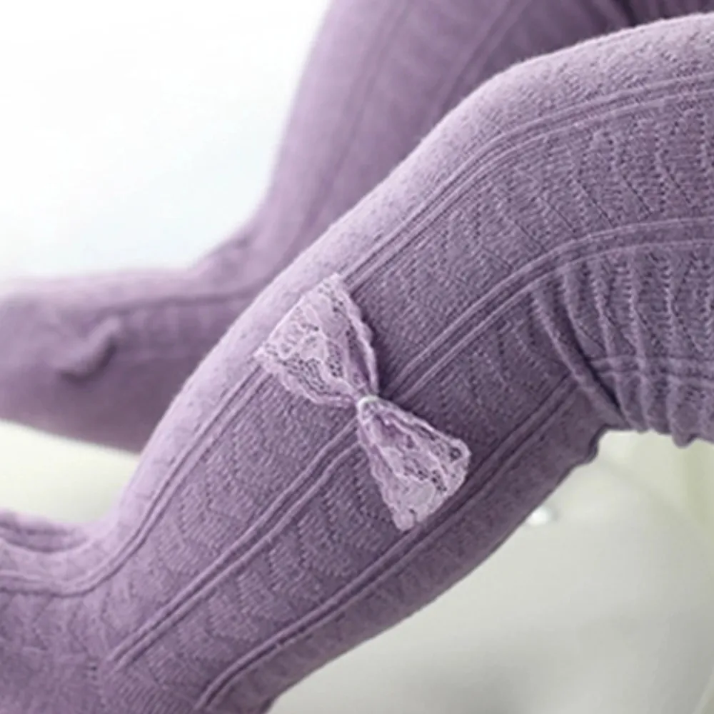 Baby / Kleinkind Bequeme Schleife Dekor Strumpfhose für Mädchen Lavendel big image 1