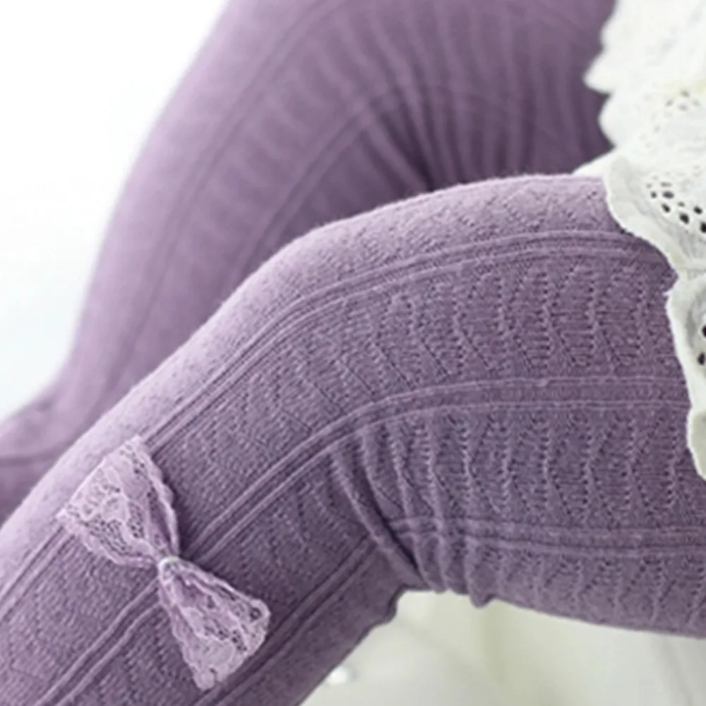 Baby / Kleinkind Bequeme Schleife Dekor Strumpfhose für Mädchen Lavendel big image 1