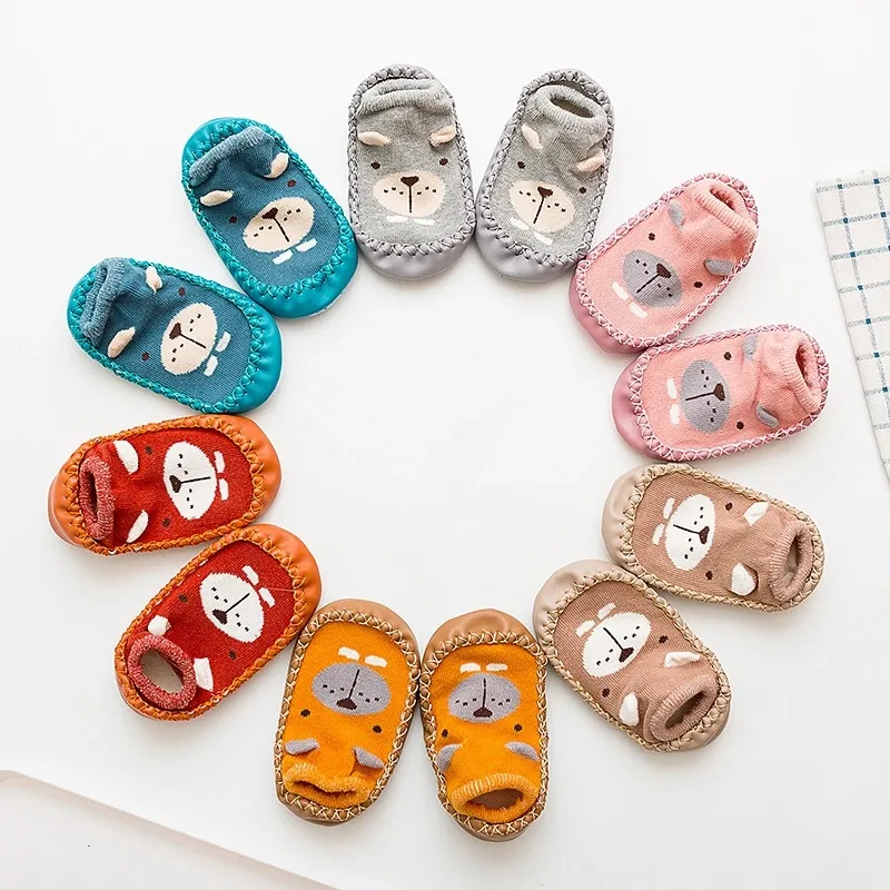 Baby Cartoon Animal Colorful Socks Khaki big image 1