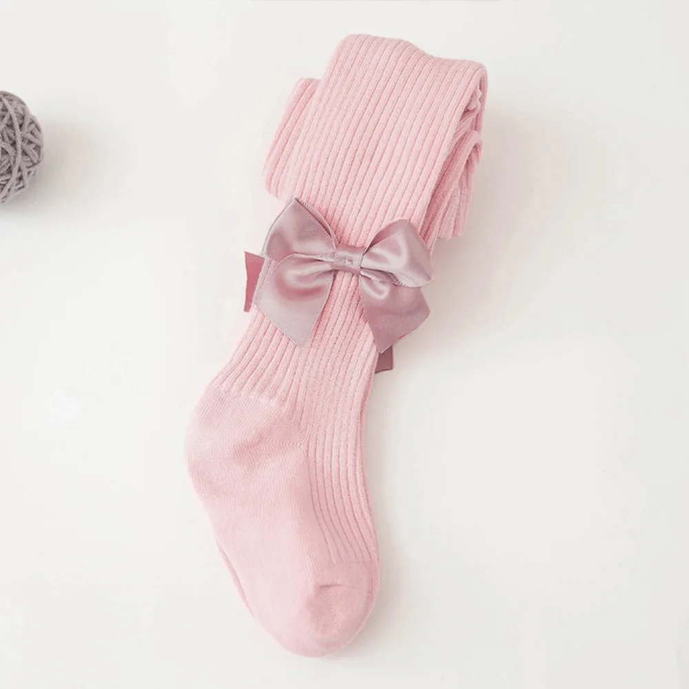 Baby / Toddler / Kid Bowknot Solid Tights Pink big image 1