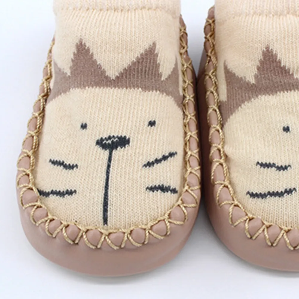 Baby Animal Print Antiskid Shoe Socks Brown big image 1