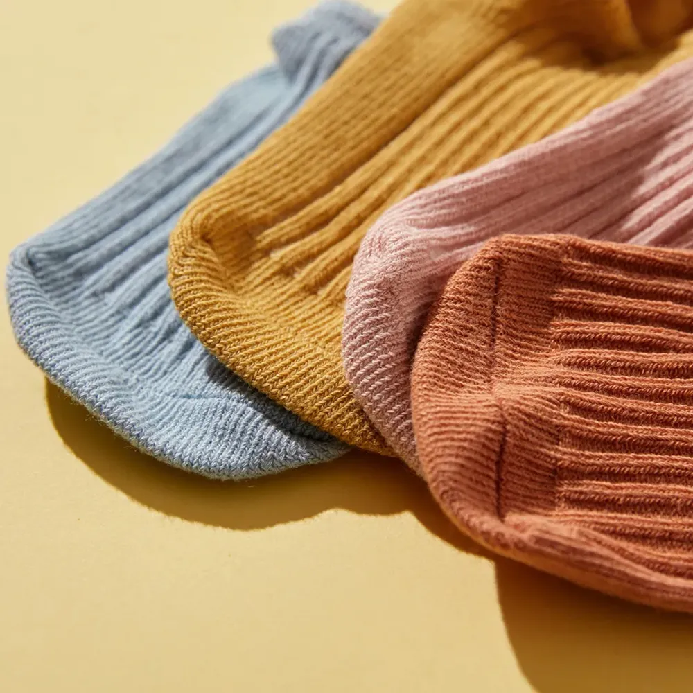 chaussettes tricotées solides pour bébé / tout-petit Rose big image 1