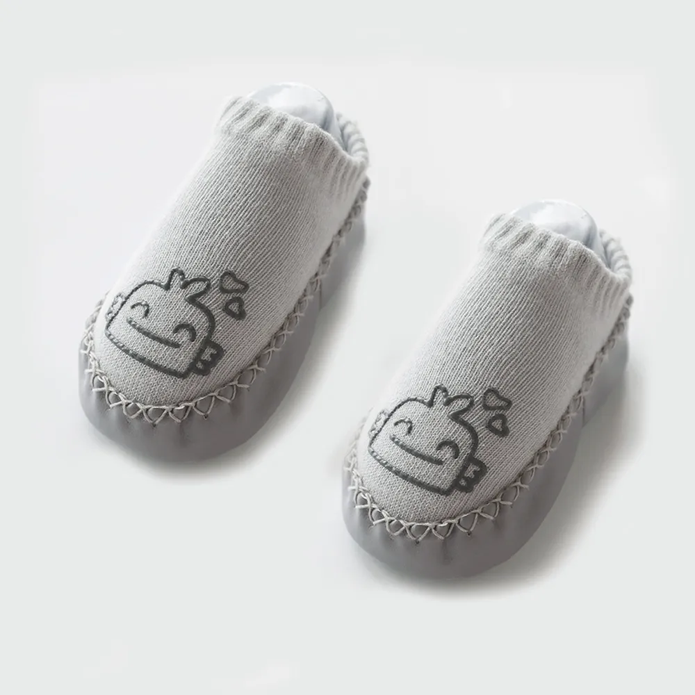 Rutschfeste Socken mit stilvollem Cartoon-Dekor für Babys grau big image 1