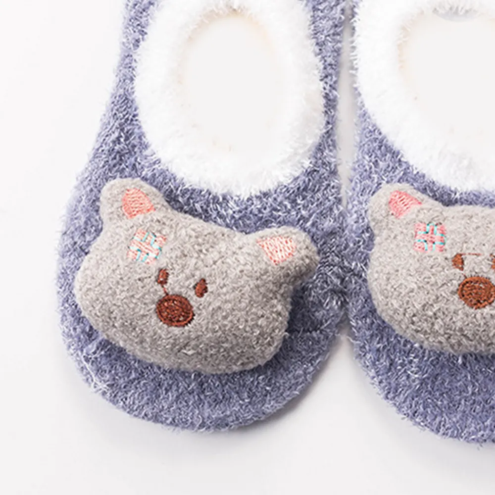 Baby / Toddler Lovely 3D Cartoon Decor Antiskid Floor Socks  Light Purple big image 1