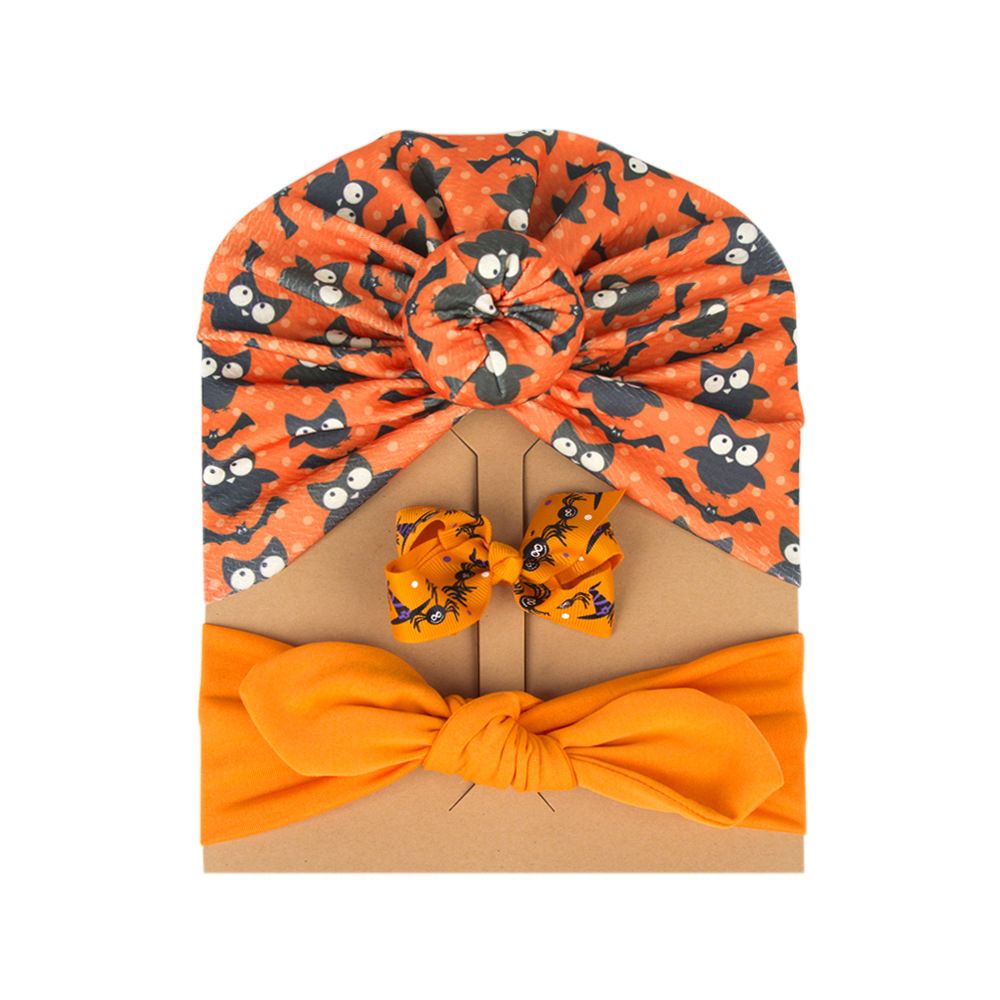 

3-pack Halloween Turban Hat & Headband & Hair Clip (Pattern Position Random)