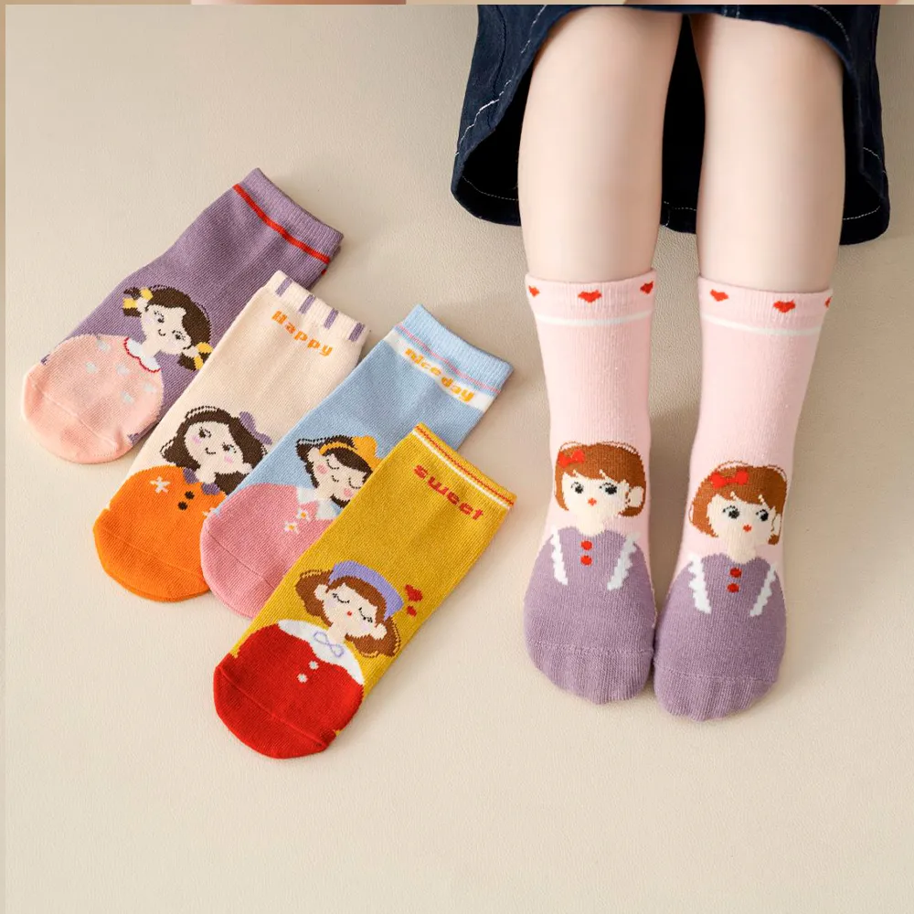 

5-pairs Baby / Toddler Cartoon Comics Graphic Crew Socks Set