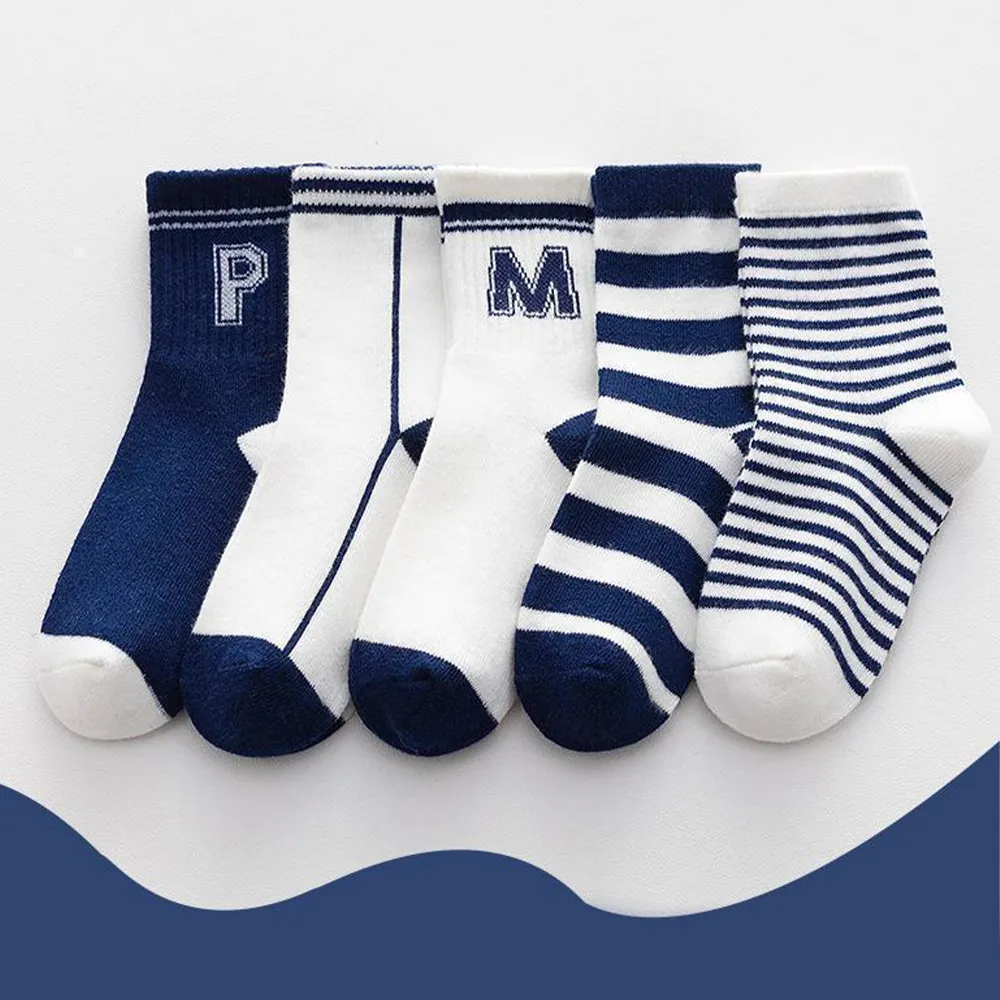 5-pairs Baby / Toddler Letter Stripe Pattern Crew Socks  image 2