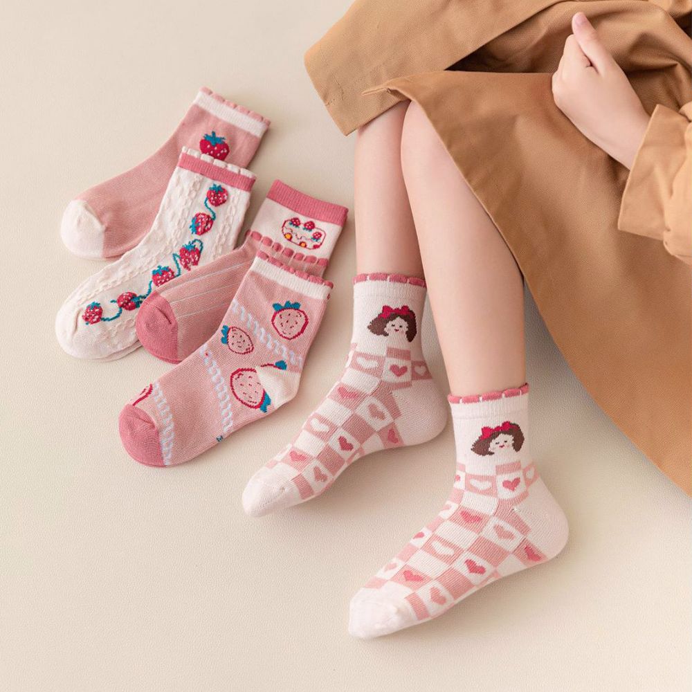 

5-pairs Baby / Toddler Strawberry Pattern Crew Socks