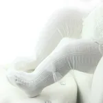Meia-calça confortável para bebê/criança com decoração de laço para meninas Branco Cremoso