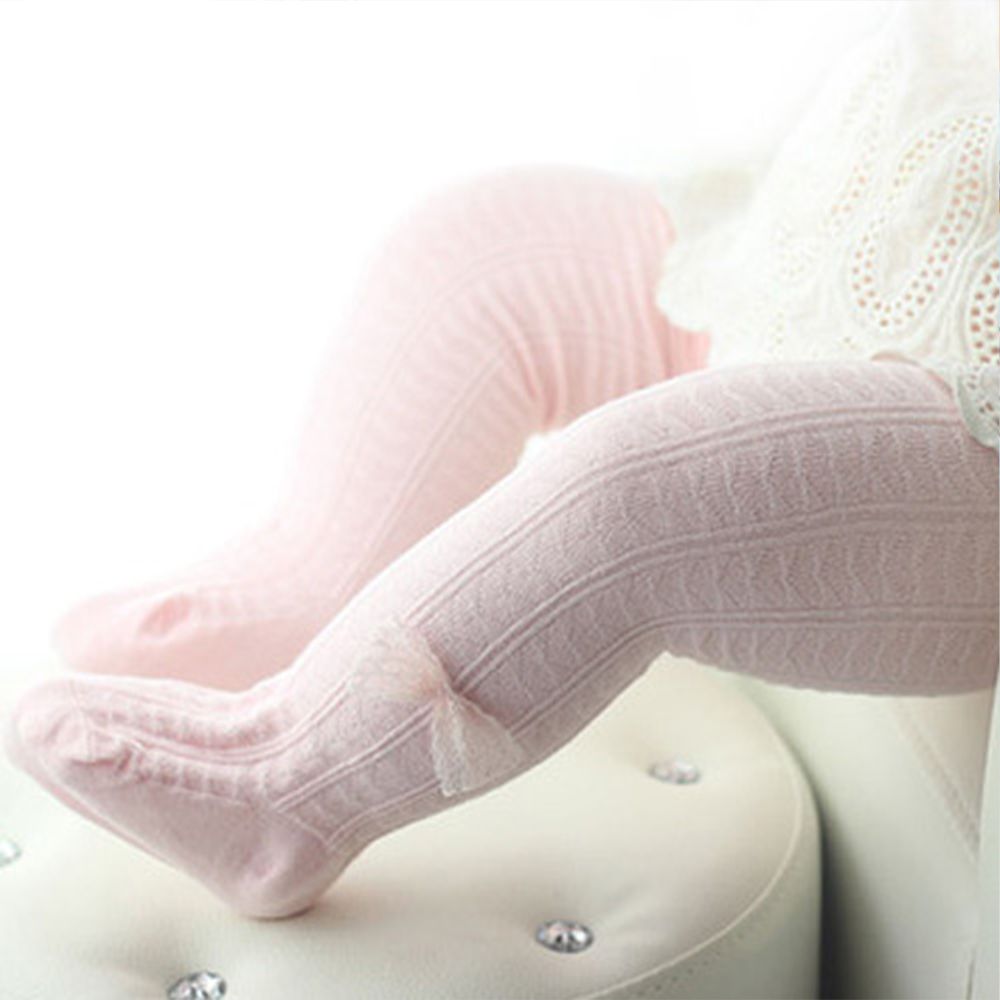 

Baby / Toddler Bow Decor Plain Textured Tights Pantyhose
