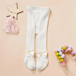 嬰兒/幼兒/兒童純色蝴蝶結絲襪（各種顏色） 白色