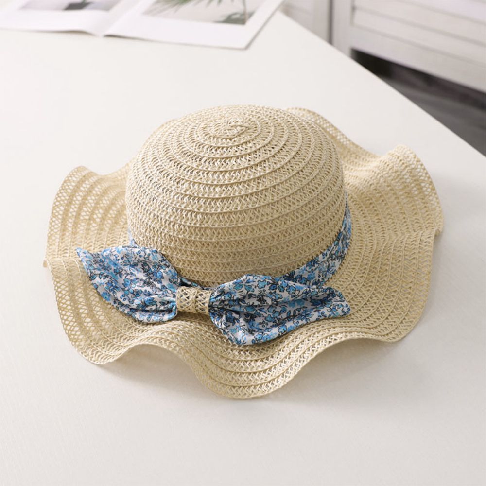

Toddler / Kid Floral Print Bow Decor Straw Hat
