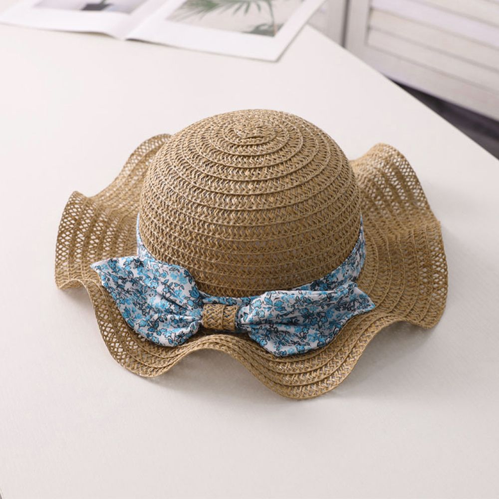 

Toddler / Kid Floral Print Bow Decor Straw Hat