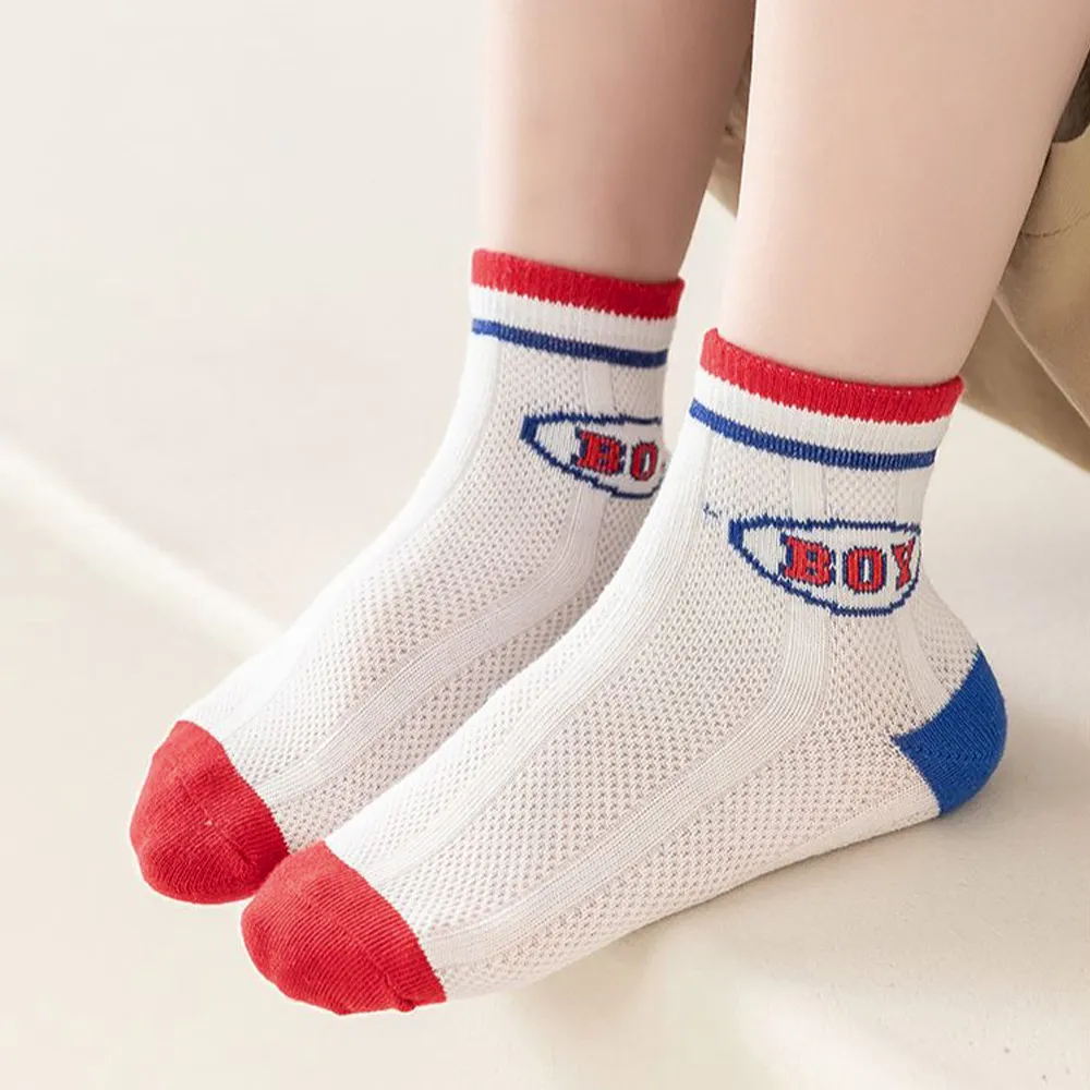 5 Pairs Toddler / Kid Number Letter Graphic Striped Colorblock Socks big image 5
