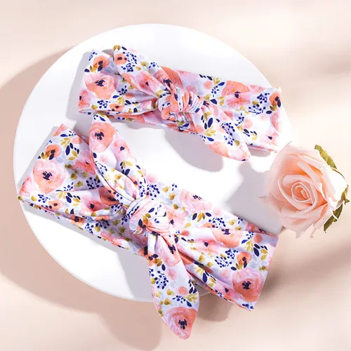 2-pack Allover Floral Print Knot Headbands for Mom and Me