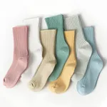 Criança / crianças Respirável e confortável, casual e versátil, meias listradas de cor sólida mid-bezerro  image 4
