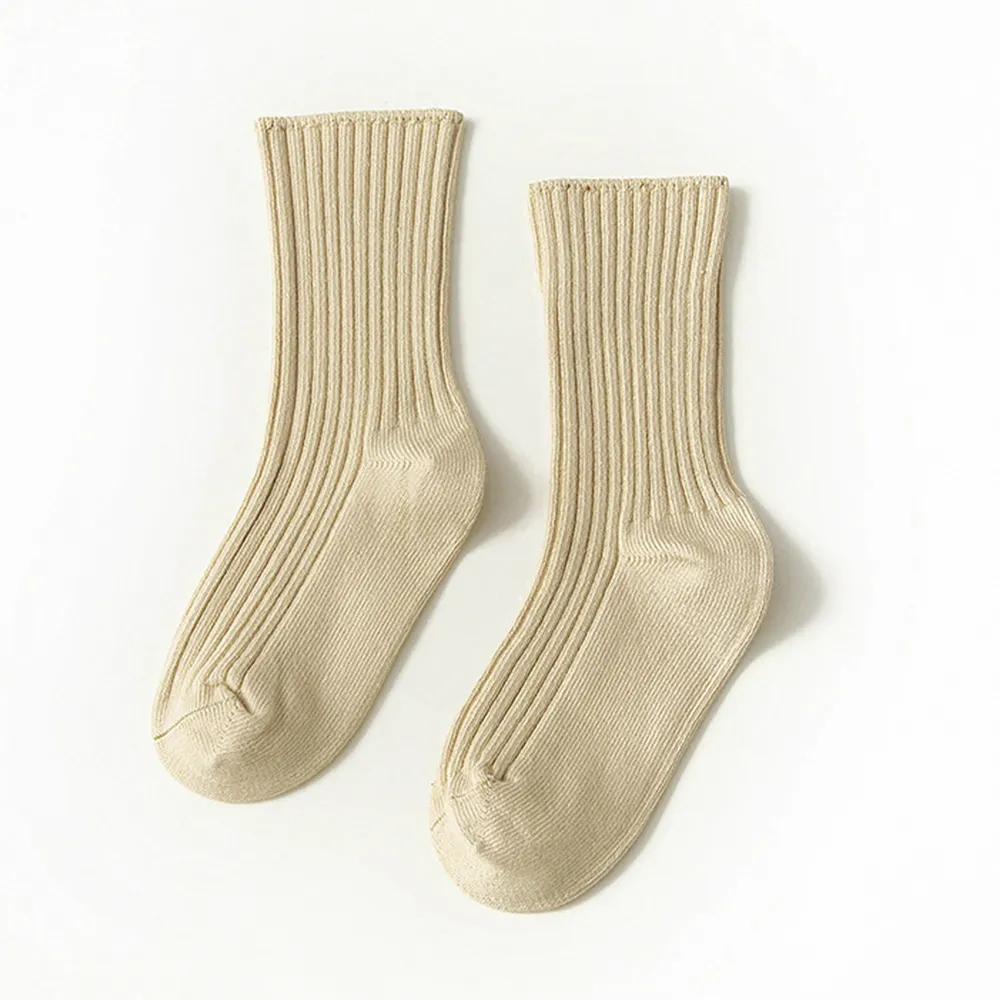 Toddler/kids Breathable And Comfortable, Casual And Versatile, Solid Color Striped Mid-calf Socks