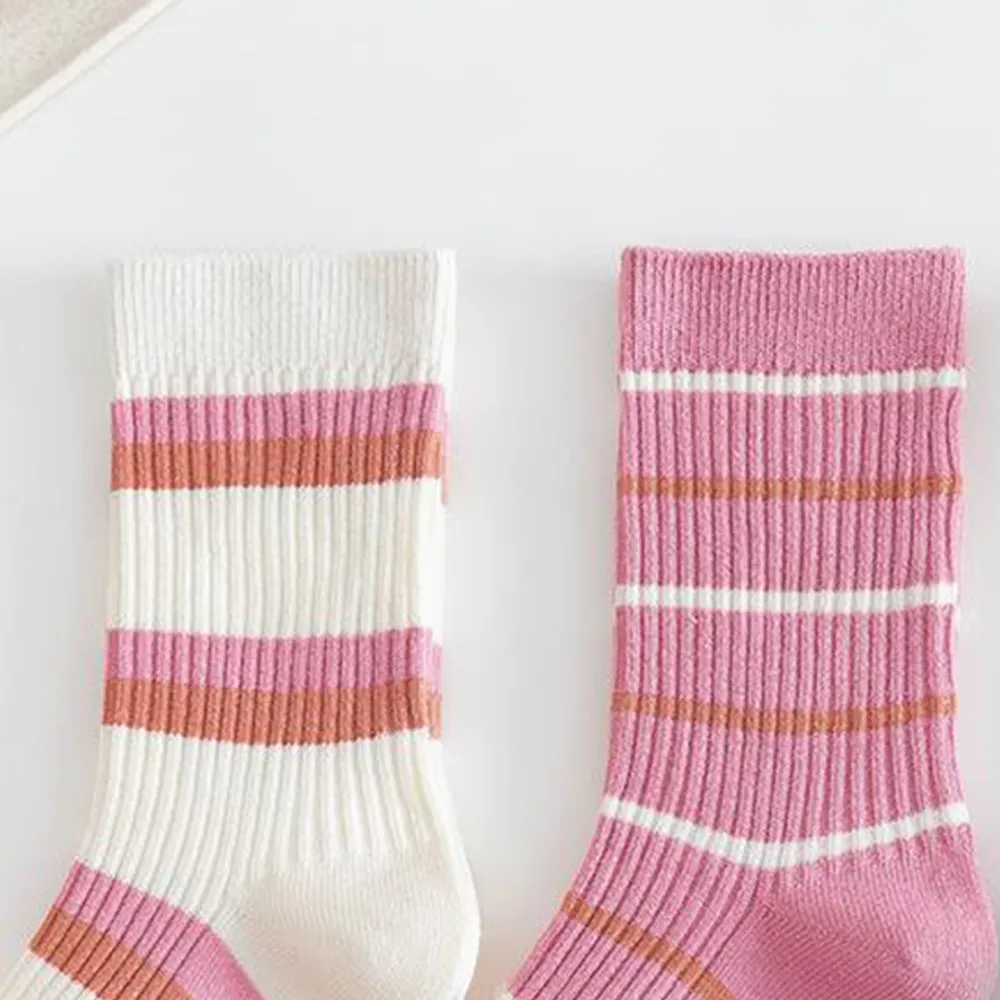 3-pack bebê / criança listrado desenhos animados bordadas meias Rosa image 3