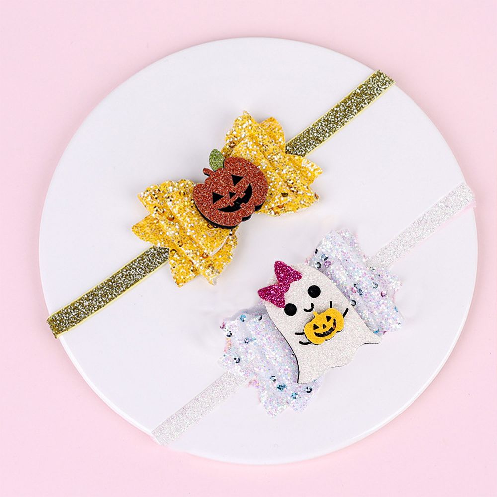 

2-pack Toddler's Halloween children's bright powder bow hair band