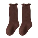 Baby/toddler Casual all-match solid color stockings with wooden ears Brown