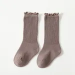 Baby/toddler Casual all-match solid color stockings with wooden ears Coffee