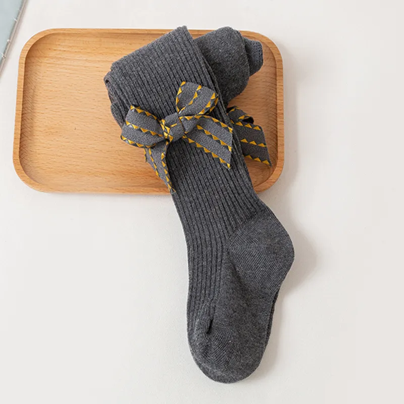 Baby/toddler Sweet bow-tie Pantyhose for Girl Dark Grey
