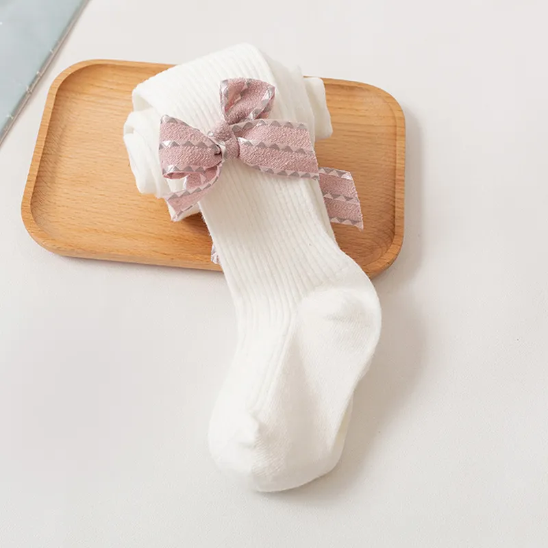 Baby/toddler Sweet bow-tie Pantyhose for Girl White