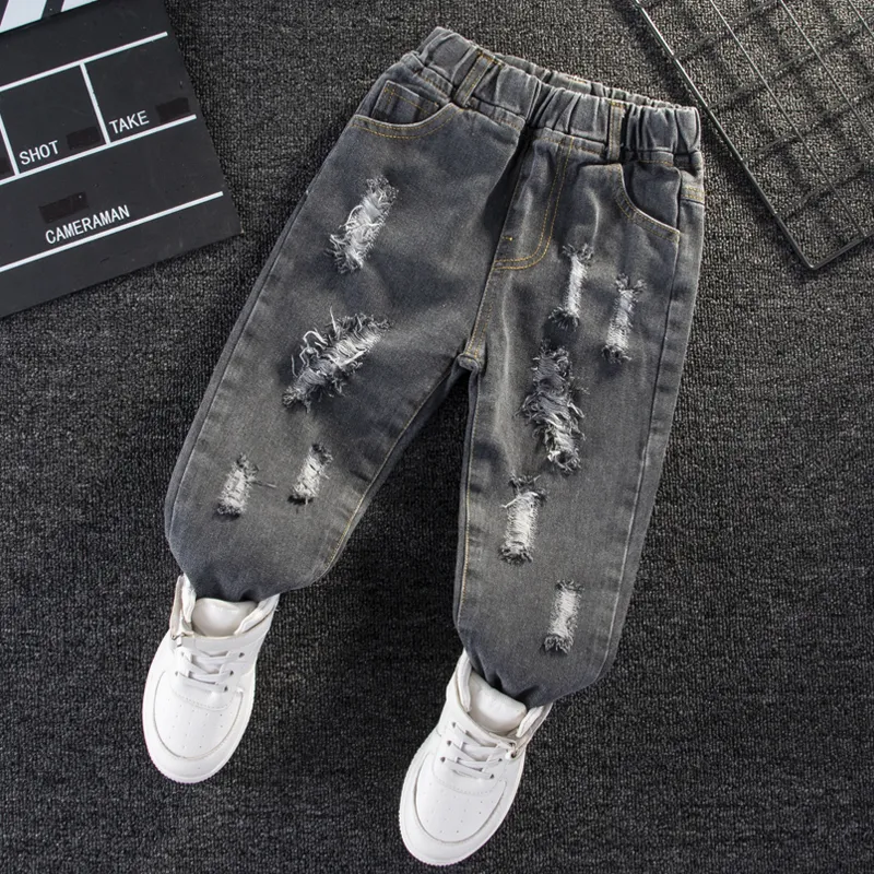 Toddler Girl/Boy Elasticized Ripped Denim Jeans