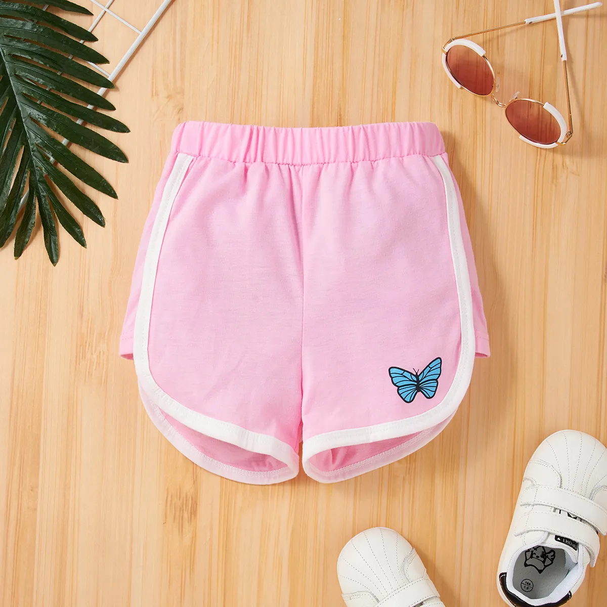 Toddler Girl Butterfly Print Shorts Pink big image 1