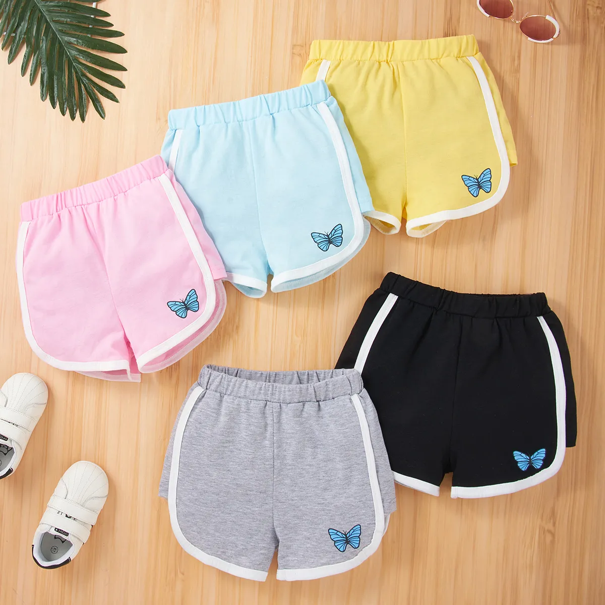 Toddler Girl Butterfly Print Shorts Light Blue