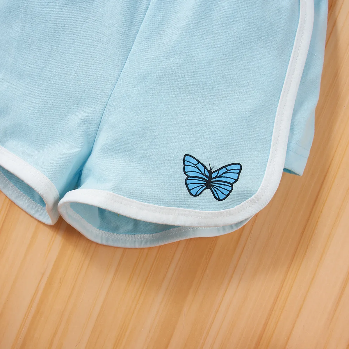 Enfant en bas âge Fille Décontracté Papillon Shorts Bleu Clair big image 1