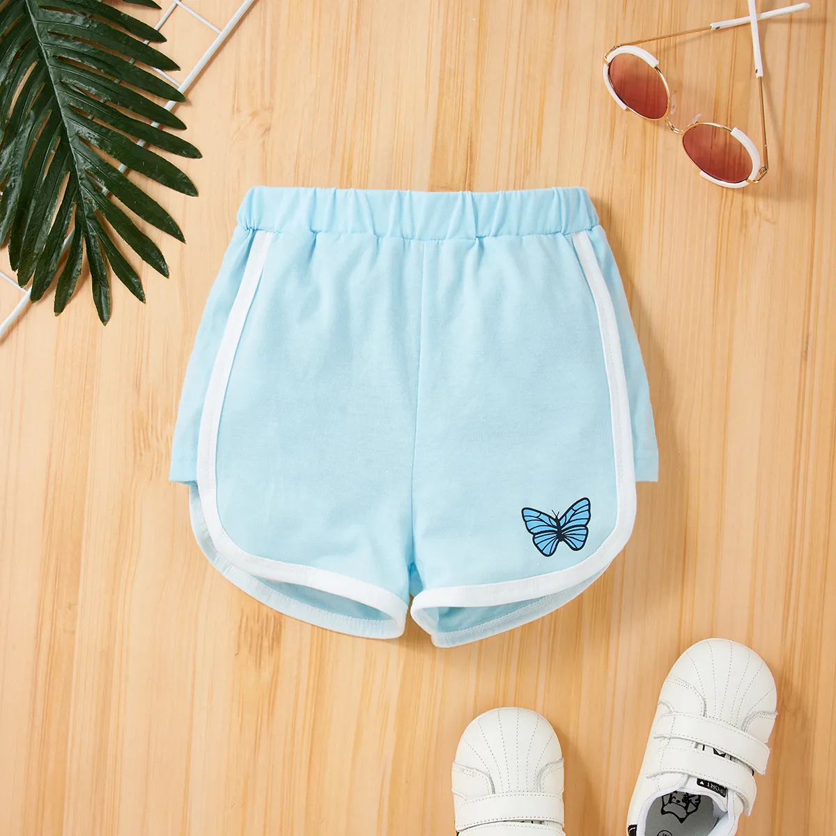 Kleinkinder Mädchen Lässig Schmetterling Shorts hellblau big image 1