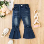 Toddler Girl Denim Bow Decor Bellbottom Blue Jeans Pants  image 6