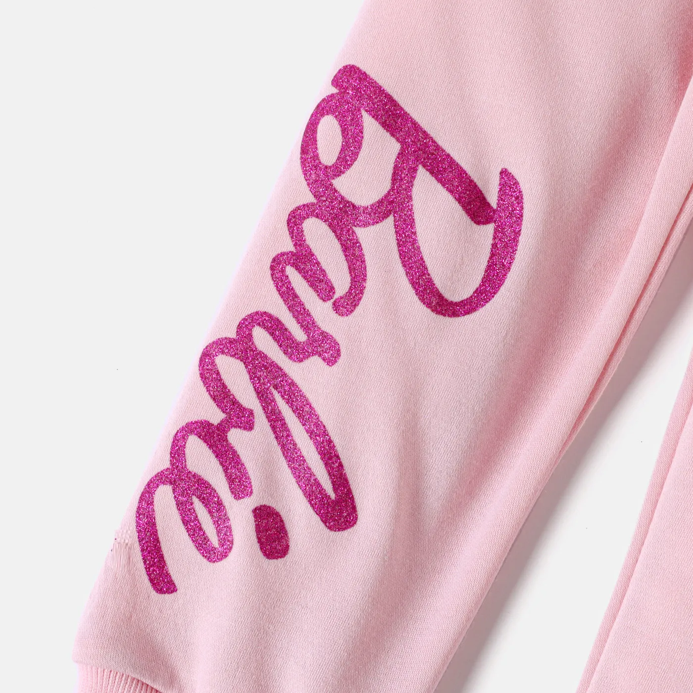 Barbie 2pcs Toddler Girl Character Letter Print Cotton Pullover Sweatshirt and Elasticized Pants Set Pink image 6