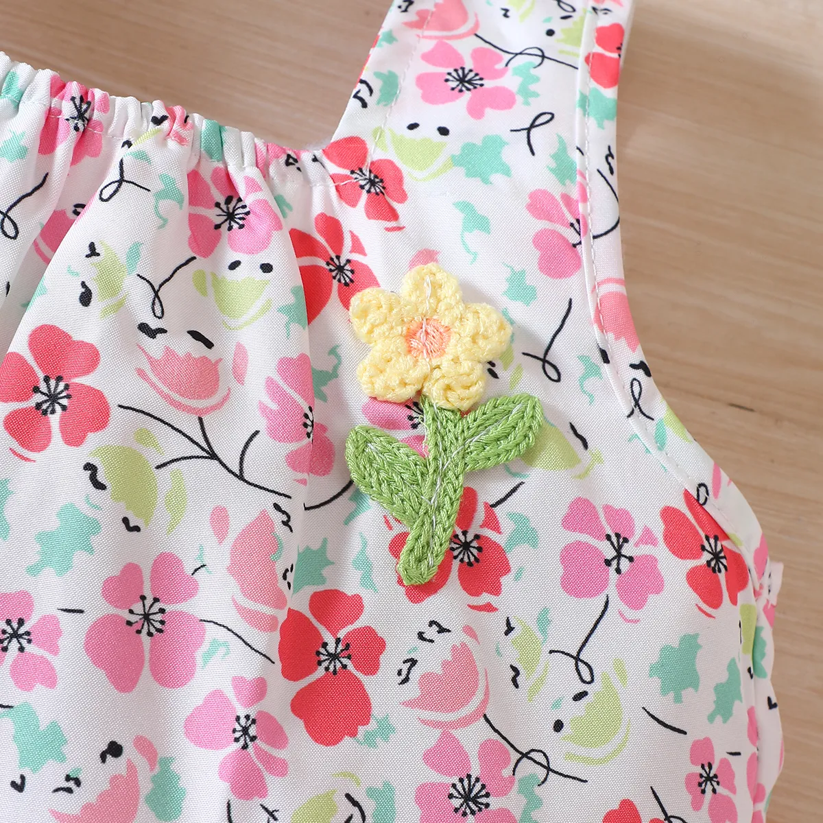 2pcs Toddler Girl Allover Floral Print Sunflower Decor Tank Top and Shorts Set  Pink image 3
