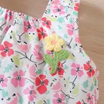 2pcs Toddler Girl Allover Floral Print Sunflower Decor Tank Top and Shorts Set   image 3