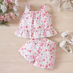 2pcs Toddler Girl Allover Floral Print Sunflower Decor Tank Top and Shorts Set   image 2
