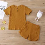 2 Stück Kleinkinder Unisex Henley-Kragen Basics T-Shirt-Sets Ingwer