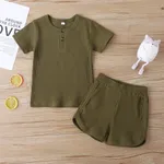 Baby / Toddler Casual Basic Solid Tee and Shorts Set Dark Green