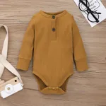 Baby Boy/Girl 95% Cotton Ribbed Long-sleeve Button Up Romper Ginger