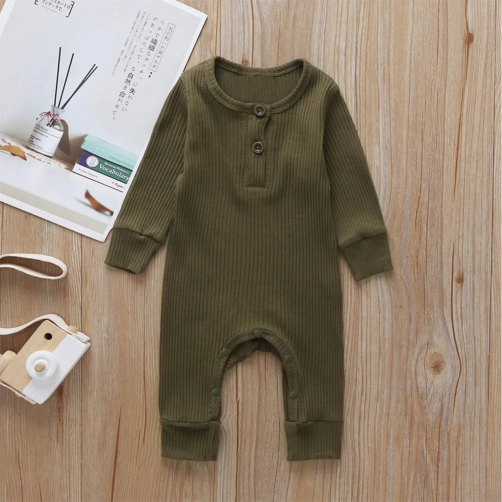 

Baby Boy/Girl 95% Cotton Ribbed Long-sleeve Button Up Jumpsuit