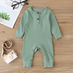 Baby Boy/Girl 95% Cotton Ribbed Long-sleeve Button Up Jumpsuit Green